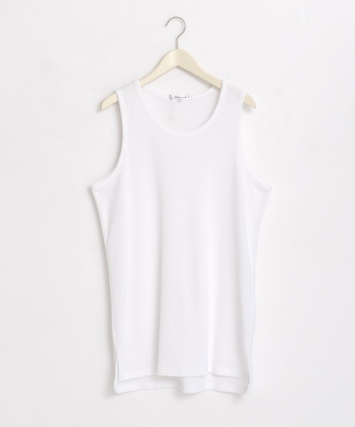 Revo.（レボ）の「ワッフル 裾スクエア タンクトップ / レイヤード ロング丈 タンクトップ（タンクトップ・メンズ・ホワイト/ブラック・M/L）」の2枚目の写真