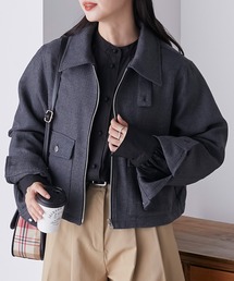 2way ステンカラー／スタンドカラー ツイードクロップドジャケット