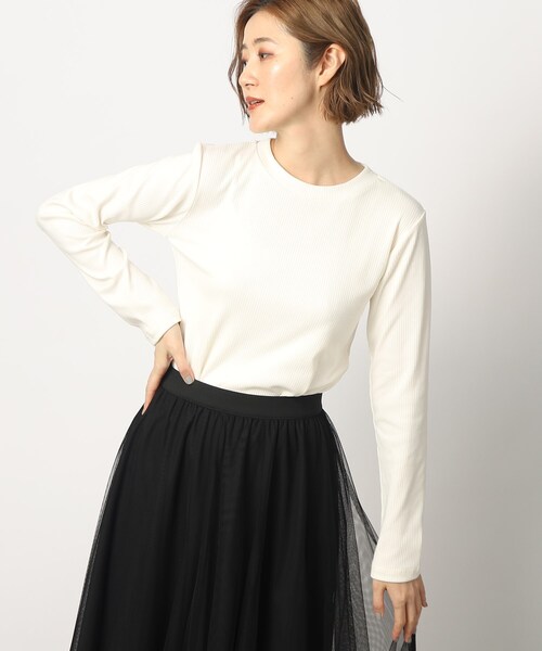 grove（グローブ）の「◆テレコ長袖ロンT（Tシャツ/カットソー・レディース・ホワイト系5/ブラック/アイボリー・02/03/01/04/05）」の2枚目の写真