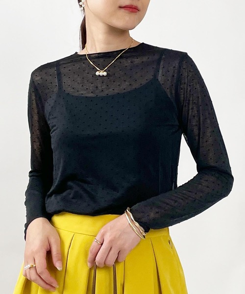 【セール】フロッキードットシアークルーネックカットソー（Tシャツ/カットソー）｜PICCIN PERLA（ピッチンペルラ）