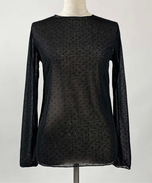 PICCIN PERLA(ピッチンペルラ)の「フロッキードットシアークルーネックカットソー(Tシャツ/カットソー・レディース・ブラック・M)」の13枚目の写真