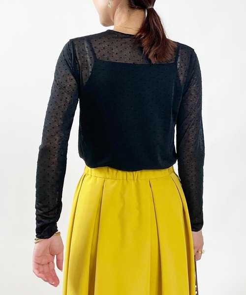 PICCIN PERLA(ピッチンペルラ)の「フロッキードットシアークルーネックカットソー(Tシャツ/カットソー・レディース・ブラック・M)」の4枚目の写真