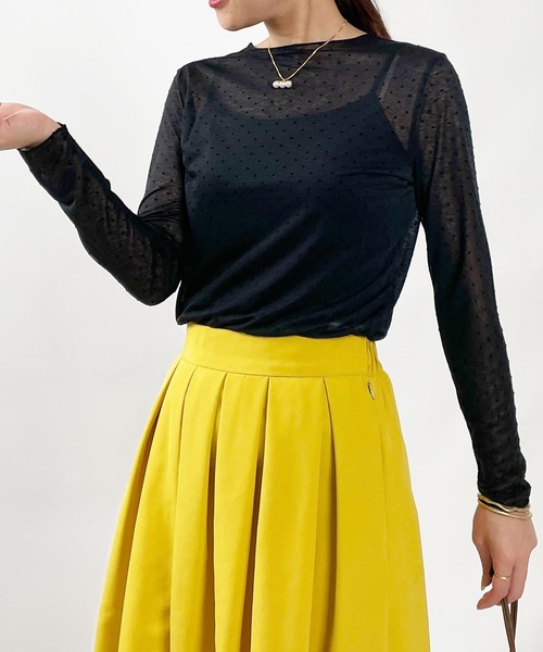 PICCIN PERLA(ピッチンペルラ)の「フロッキードットシアークルーネックカットソー(Tシャツ/カットソー・レディース・ブラック・M)」の5枚目の写真