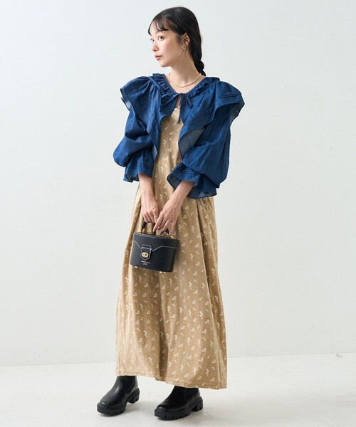 FREAK'S STORE(フリークスストア)の「フリルボレロ(カーディガン/ボレロ・レディース・オフホワイト/ネイビー・フリ-)」の5枚目の写真