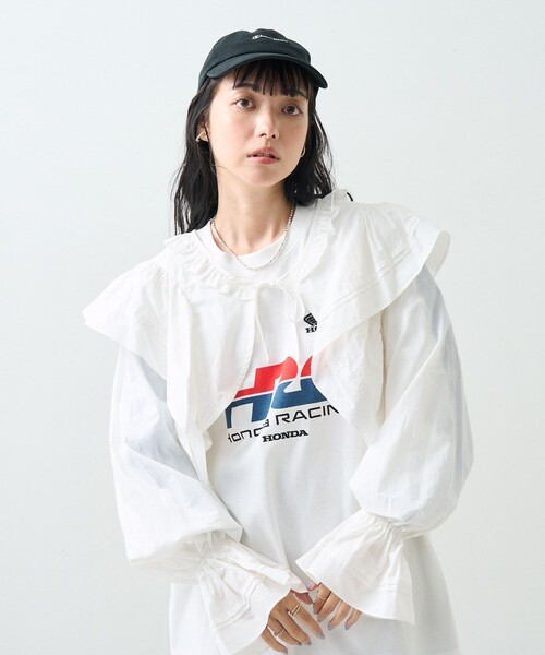 FREAK'S STORE(フリークスストア)の「フリルボレロ(カーディガン/ボレロ・レディース・オフホワイト/ネイビー・フリ-)」の14枚目の写真