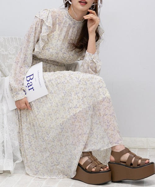 ラスト Sustainable フリルプリーツワンピース PBEG 1（M）（完売  