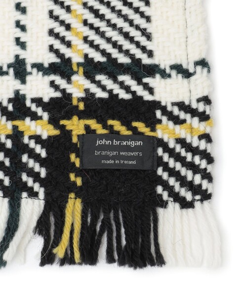 John branigan（ジョンブラニガン）の「John branigan: チェック マフラー（マフラー・レディース・オリーブ/オフホワイト・ONE SIZE）」の4枚目の写真