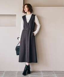 grove | ウール見え前開きジャンドレワンピース(ワンピース)