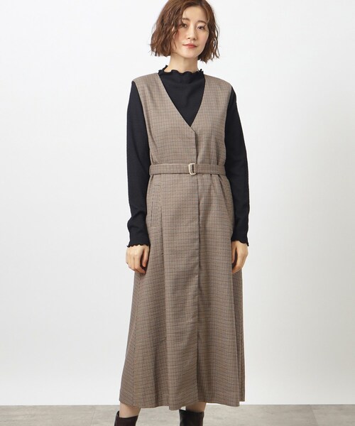 grove(グローブ)の「◇ウール見え前開きジャンドレワンピース grove(グローブ)の「◇ウール見え前開きジャンドレワンピース