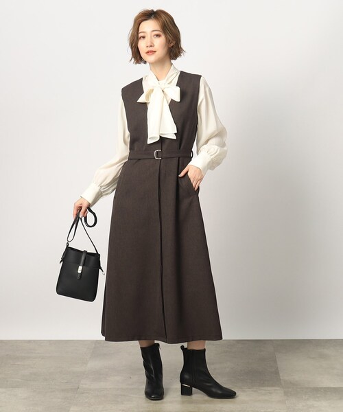 grove(グローブ)の「◆ウール見え前開きジャンドレワンピース(ワンピース・レディース・ブラウン系/ベージュ系その他2/ブラック・04/05/02/01/03)」の12枚目の写真