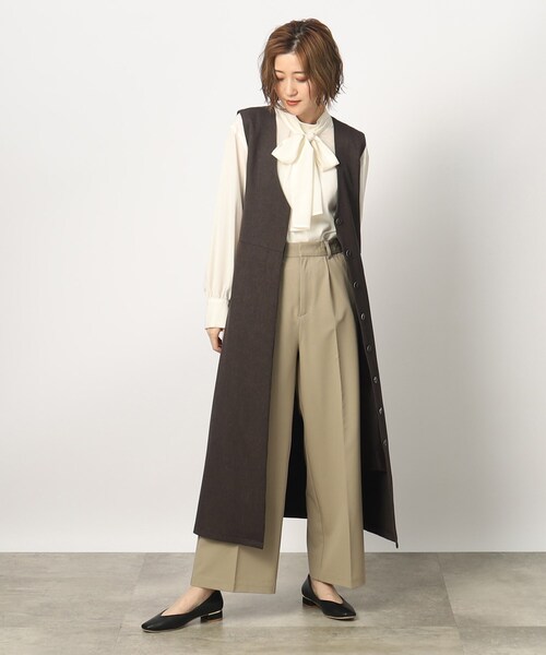 grove（グローブ）の「◇ウール見え前開きジャンドレワンピース