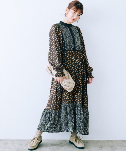haco!（ハコ）の「【スザンヌさんコラボ】花束と花柄のいいとこ取り。自分も愛でるONE-PIECE by LOVE&PEACE PROJECT（ワンピース・レディース・ブラック系その他/ブラウン系その他・MEDIUM/LARGE/SMALL/X-LARGE）」の21枚目の写真