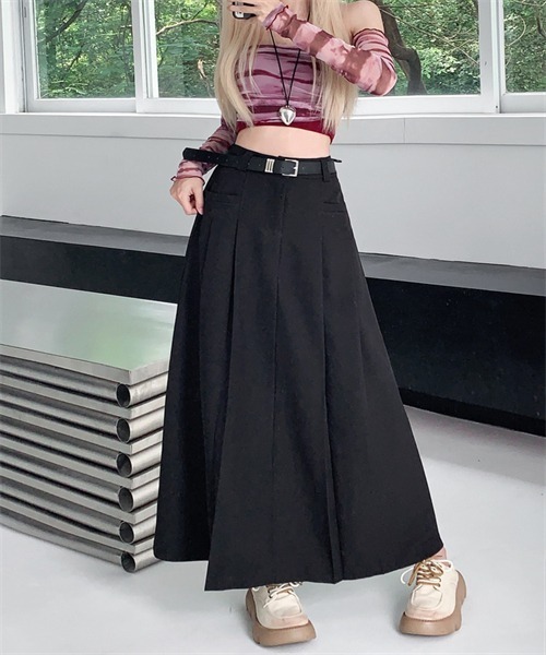 Dream garden（ドリームガーデン）の「サイドプリーツロングスカート（スカート・レディース・ブラック/グレー/ブラウン・S/M/XL/L）」の9枚目の写真