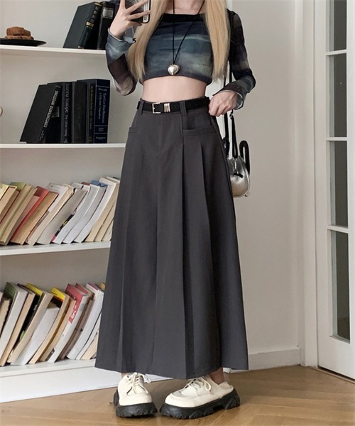 Dream garden（ドリームガーデン）の「サイドプリーツロングスカート（スカート・レディース・ブラック/グレー/ブラウン・S/M/XL/L）」の20枚目の写真