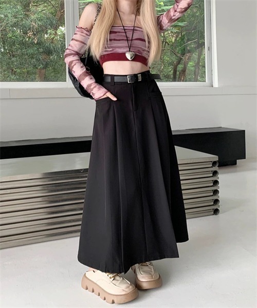 Dream garden（ドリームガーデン）の「サイドプリーツロングスカート（スカート・レディース・ブラック/グレー/ブラウン・S/M/XL/L）」の12枚目の写真