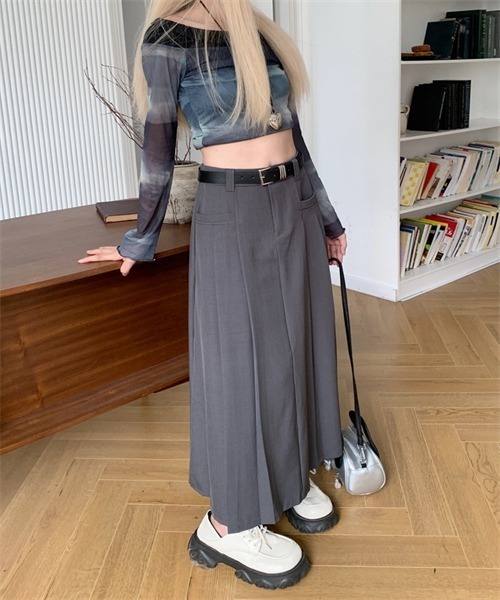 Dream garden（ドリームガーデン）の「サイドプリーツロングスカート（スカート・レディース・ブラック/グレー/ブラウン・S/M/XL/L）」の22枚目の写真