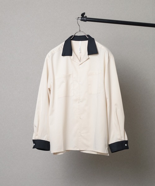 Mag.（マグ）の「ロングスリーブ　クレリックオープンカラーシャツ（シャツ/ブラウス・メンズ・グリーン/オフホワイト/カーキ/サックスブルー/ベージュ/モカ/ブラック・LARGE）」の2枚目の写真