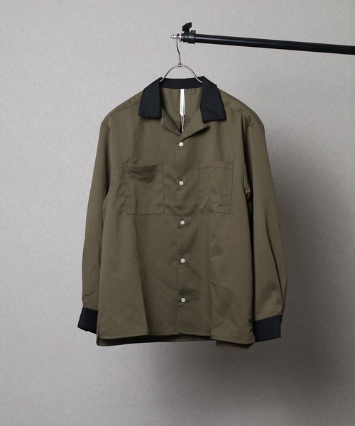 Mag.（マグ）の「ロングスリーブ　クレリックオープンカラーシャツ（シャツ/ブラウス・メンズ・グリーン/オフホワイト/カーキ/サックスブルー/ベージュ/モカ/ブラック・LARGE）」の5枚目の写真