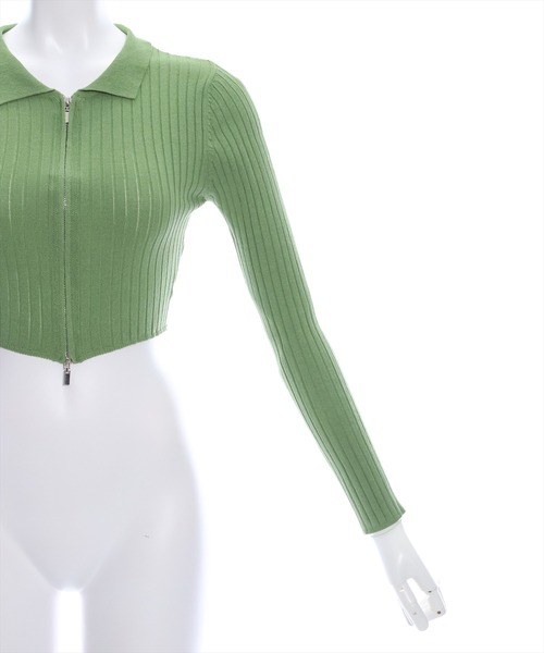 clear（クリア）の「長袖透かし編みダブルジップニットトップス≪2024SS≫（ニット/セーター・レディース・ブラック/カーキ/グレー/ピンク・F）」の10枚目の写真