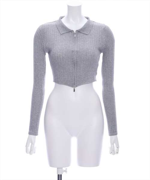 clear（クリア）の「長袖透かし編みダブルジップニットトップス≪2024SS≫（ニット/セーター・レディース・ブラック/カーキ/グレー/ピンク・F）」の14枚目の写真