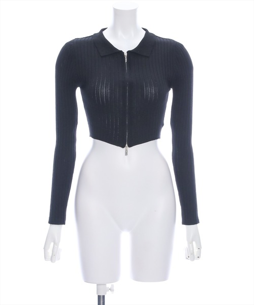 clear（クリア）の「長袖透かし編みダブルジップニットトップス≪2024SS≫（ニット/セーター・レディース・ブラック/カーキ/グレー/ピンク・F）」の13枚目の写真