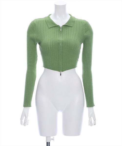 clear（クリア）の「長袖透かし編みダブルジップニットトップス≪2024SS≫（ニット/セーター・レディース・ブラック/カーキ/グレー/ピンク・F）」の12枚目の写真