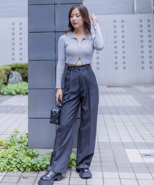 clear（クリア）の「長袖透かし編みダブルジップニットトップス≪2024SS≫（ニット/セーター・レディース・ブラック/カーキ/グレー/ピンク・F）」の17枚目の写真