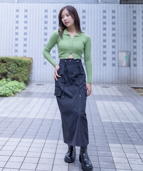 clear（クリア）の「長袖透かし編みダブルジップニットトップス≪2024SS≫（ニット/セーター・レディース・ブラック/カーキ/グレー/ピンク・F）」の16枚目の写真