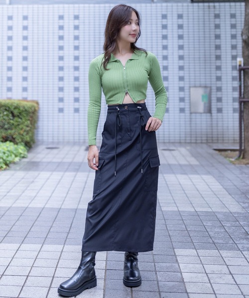 clear（クリア）の「長袖透かし編みダブルジップニットトップス≪2024SS≫（ニット/セーター・レディース・ブラック/カーキ/グレー/ピンク・F）」の15枚目の写真