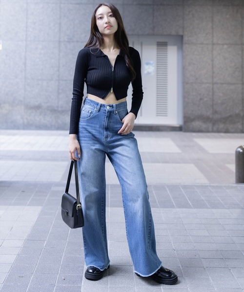 clear（クリア）の「長袖透かし編みダブルジップニットトップス≪2024SS≫（ニット/セーター・レディース・ブラック/カーキ/グレー/ピンク・F）」の20枚目の写真