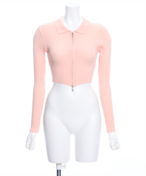 clear（クリア）の「長袖透かし編みダブルジップニットトップス≪2024SS≫（ニット/セーター・レディース・ブラック/カーキ/グレー/ピンク・F）」の22枚目の写真