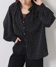 PUAL CE CIN | ドットプリント バンドカラーブラウス(シャツ/ブラウス)