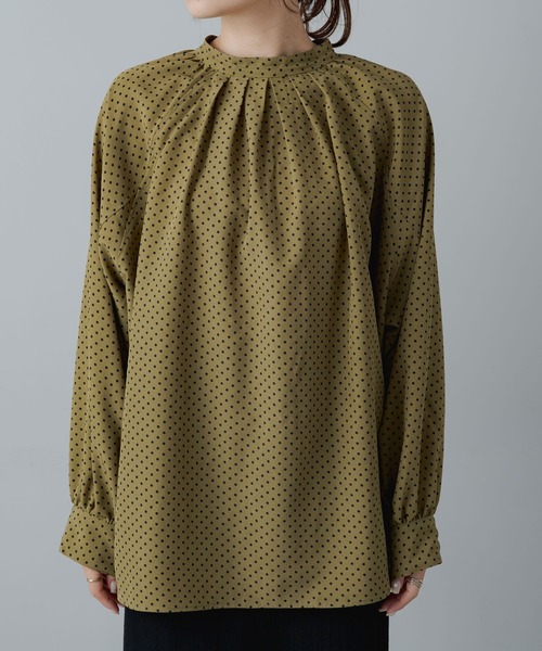PUAL CE CIN（ピュアルセシン）の「ドットプリント バンドカラーブラウス（シャツ/ブラウス・レディース・ブラック/カーキ・FREE）」の19枚目の写真