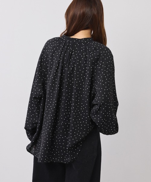 PUAL CE CIN（ピュアルセシン）の「ドットプリント バンドカラーブラウス（シャツ/ブラウス・レディース・ブラック/カーキ・FREE）」の10枚目の写真