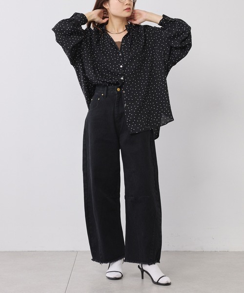 PUAL CE CIN（ピュアルセシン）の「ドットプリント バンドカラーブラウス（シャツ/ブラウス・レディース・ブラック/カーキ・FREE）」の11枚目の写真