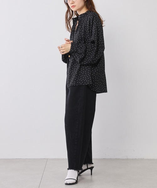 PUAL CE CIN（ピュアルセシン）の「ドットプリント バンドカラーブラウス（シャツ/ブラウス・レディース・ブラック/カーキ・FREE）」の12枚目の写真