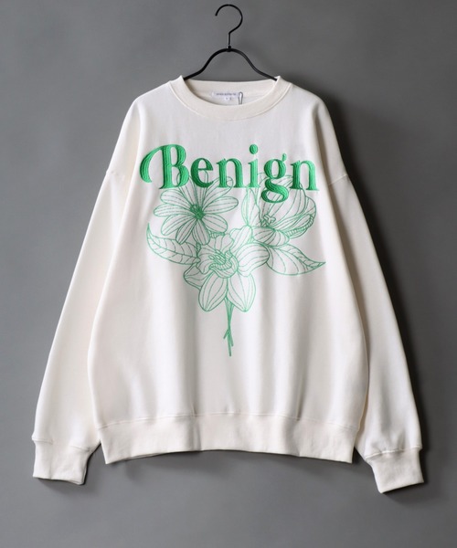 SITRY(シトリー)の「Flower Stitch Sweat Shirt/フラワー刺繍 オーバーサイズ スウェット トレーナー(スウェット・メンズ・ホワイト/アッシュグレー/ブラック/ホワイト系その他/アッシュ/ブラック系その他・M/L)」の2枚目の写真