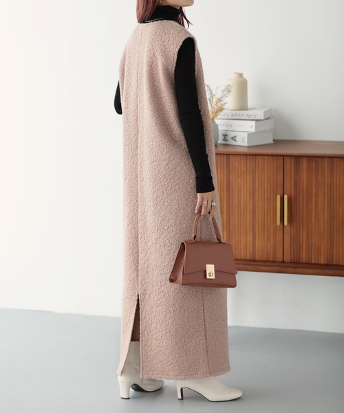 nouvellemoi（ヌーベルモイ）の「フェイクリングウールVネックジャンパースカート（ジャンパースカート・レディース・グレー/ベージュ系その他/ブラック・L/S/M）」の5枚目の写真