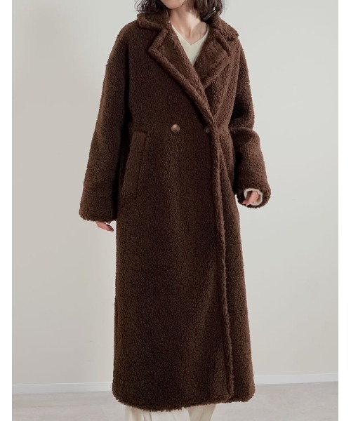 セール】[低身長サイズ有]ボアビッグカラーダブルチェスターコート