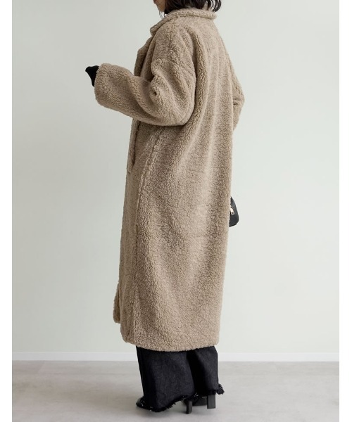 セール】[低身長サイズ有]ボアビッグカラーダブルチェスターコート