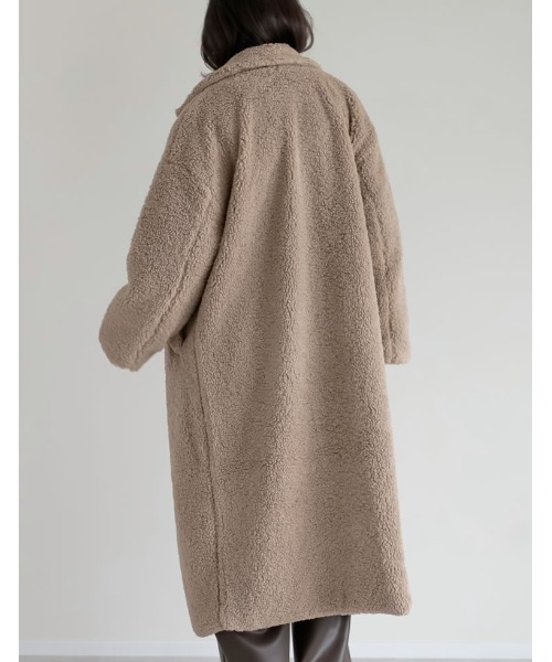 低身長サイズ有]ボアビッグカラーダブルチェスターコート（チェスター