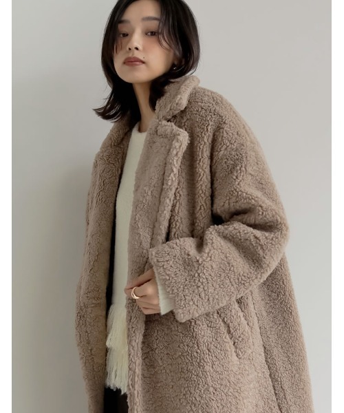 セール】[低身長サイズ有]ボアビッグカラーダブルチェスターコート