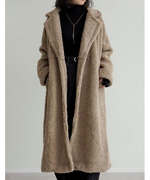 セール】[低身長サイズ有]ボアビッグカラーダブルチェスターコート