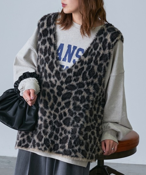 CIAOPANIC TYPY（チャオパニックティピー）の「【2WAY】エコファー紐付きベスト（ベスト・レディース・ベージュ/ブラウン/グレー・ONE SIZE）」の3枚目の写真