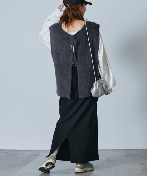 CIAOPANIC TYPY（チャオパニックティピー）の「【2WAY】エコファー紐付きベスト（ベスト・レディース・ベージュ/ブラウン/グレー・ONE SIZE）」の12枚目の写真