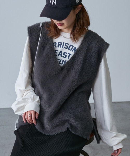 CIAOPANIC TYPY（チャオパニックティピー）の「【2WAY】エコファー紐付きベスト（ベスト・レディース・ベージュ/ブラウン/グレー・ONE SIZE）」の5枚目の写真