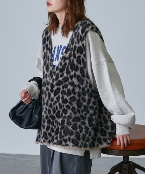 CIAOPANIC TYPY（チャオパニックティピー）の「【2WAY】エコファー紐付きベスト（ベスト・レディース・ベージュ/ブラウン/グレー・ONE SIZE）」の15枚目の写真