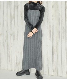 ケーブルニットキャミワンピース