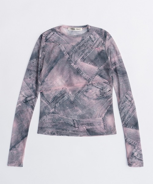 PRANK PROJECT（プランクプロジェクト）の「デニムプリントスキントップ / Denim Printed Skin Top（Tシャツ/カットソー・レディース・ピンク/ブラック・FREE）」の14枚目の写真