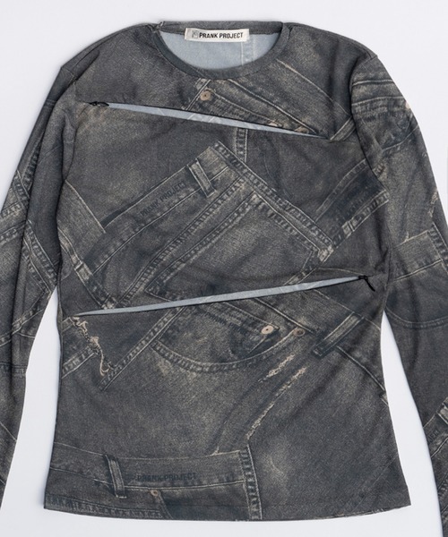 PRANK PROJECT（プランクプロジェクト）の「デニムプリントスキントップ / Denim Printed Skin Top（Tシャツ/カットソー・レディース・ピンク/ブラック・FREE）」の17枚目の写真